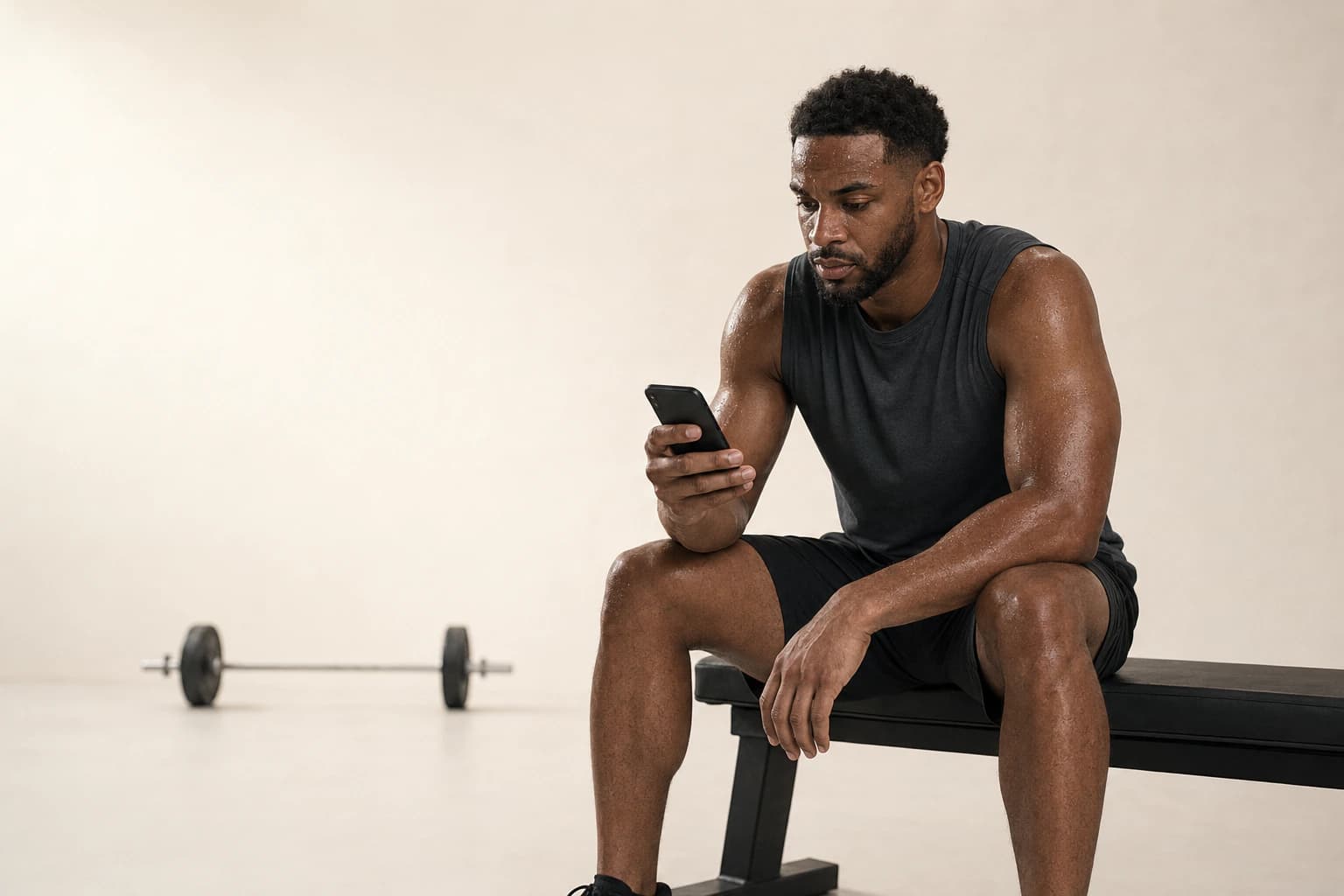 Lifter checking Unit on an iPhone between sets